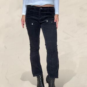 Zadig & Voltaire Evron Velours Size 38 Black corduroy pants grommet